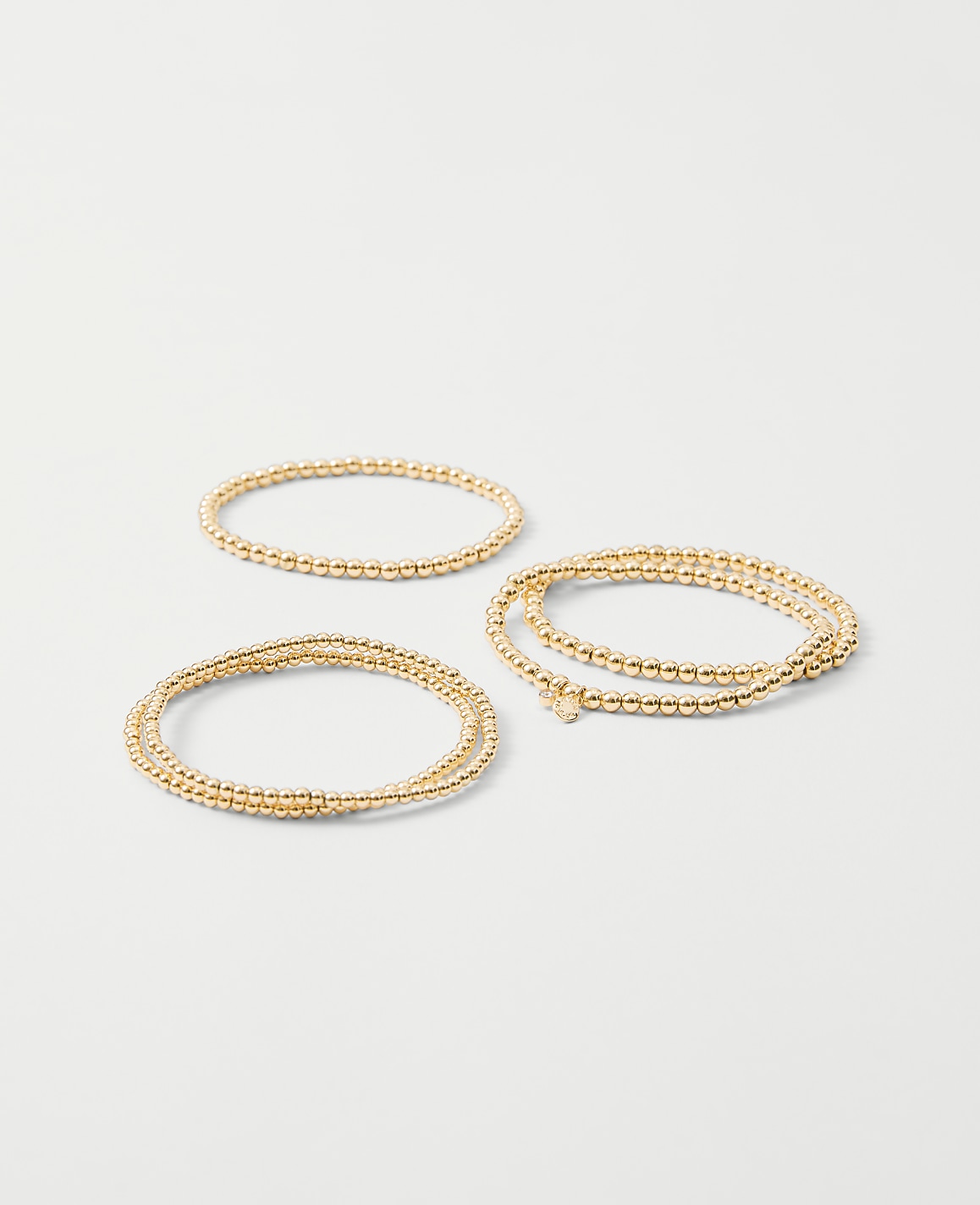 Metal Beaded Stretch Bracelet Set