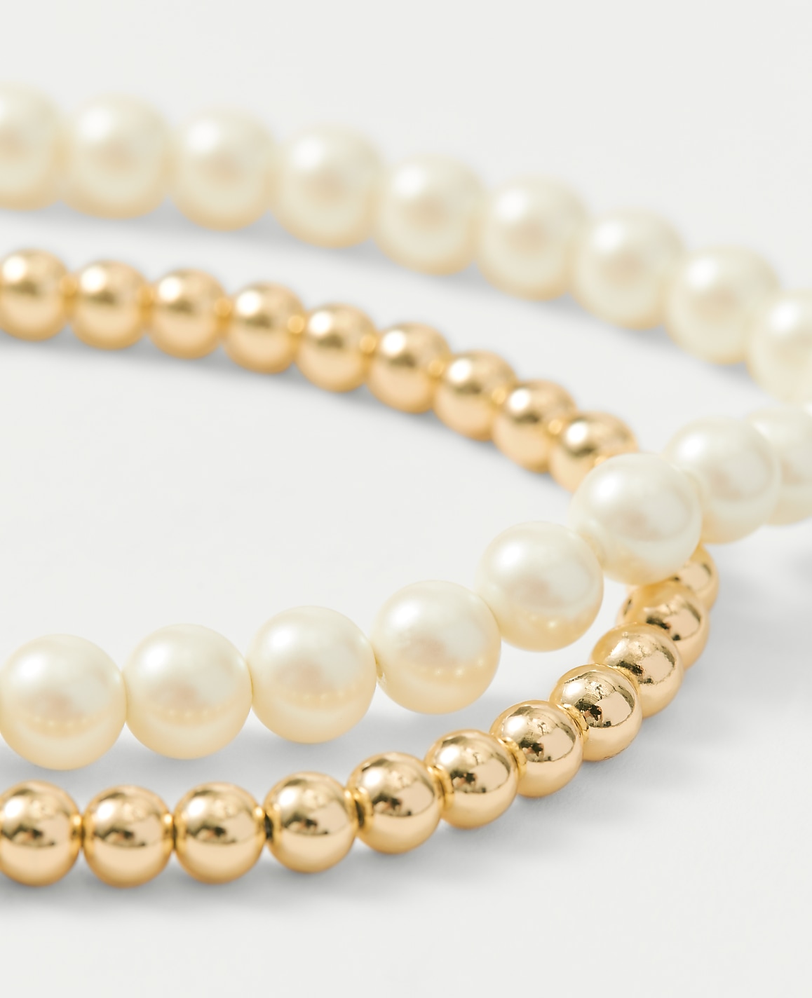 Double Wrap Metal and Pearl Necklace
