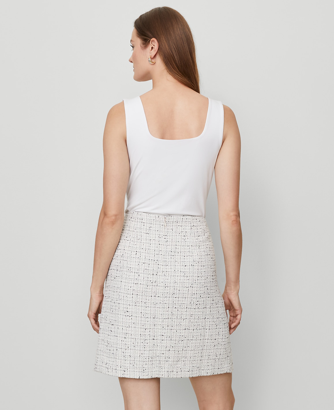 Petite Tweed Button Wrap Skirt