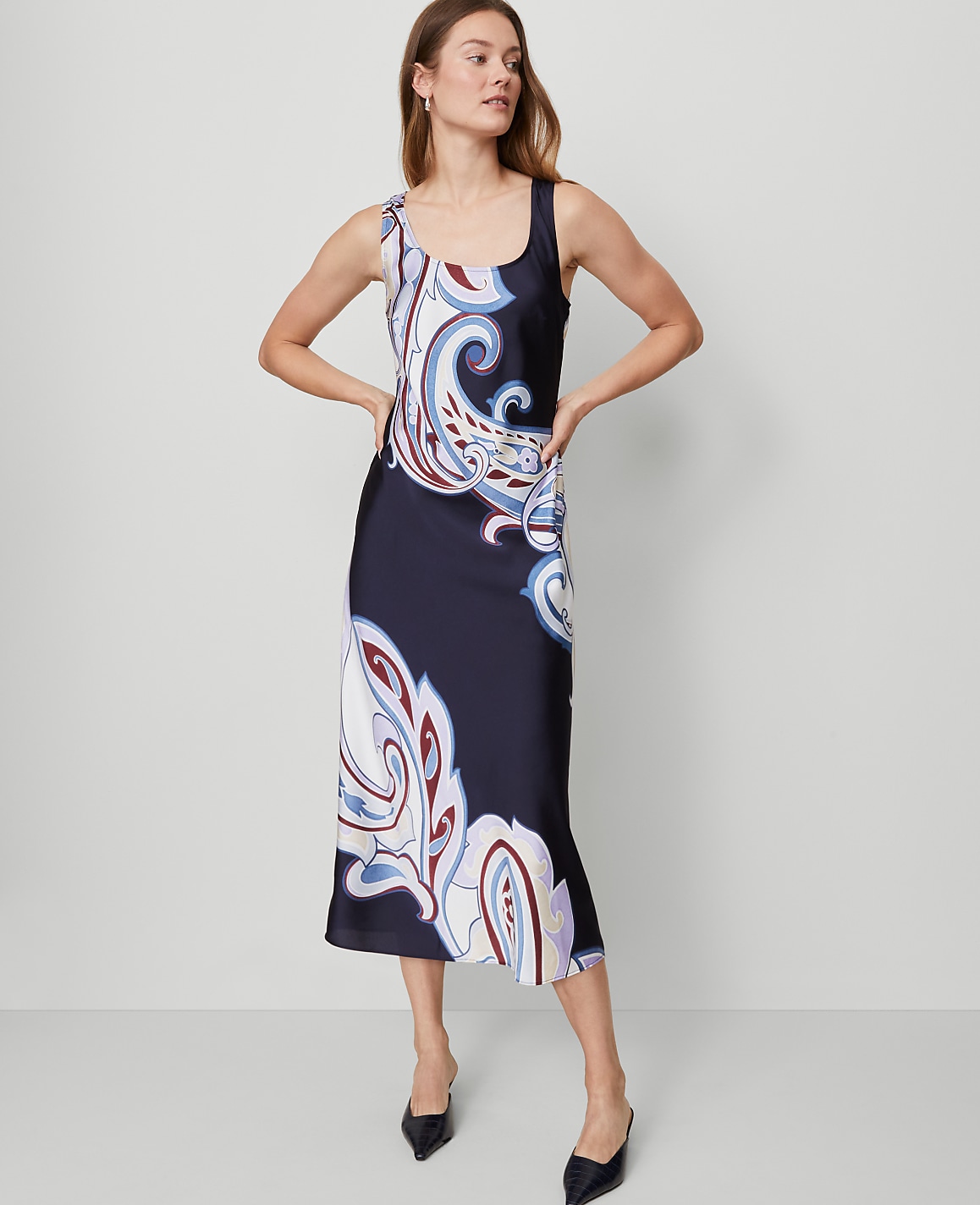Paisley Satin Slip Dress