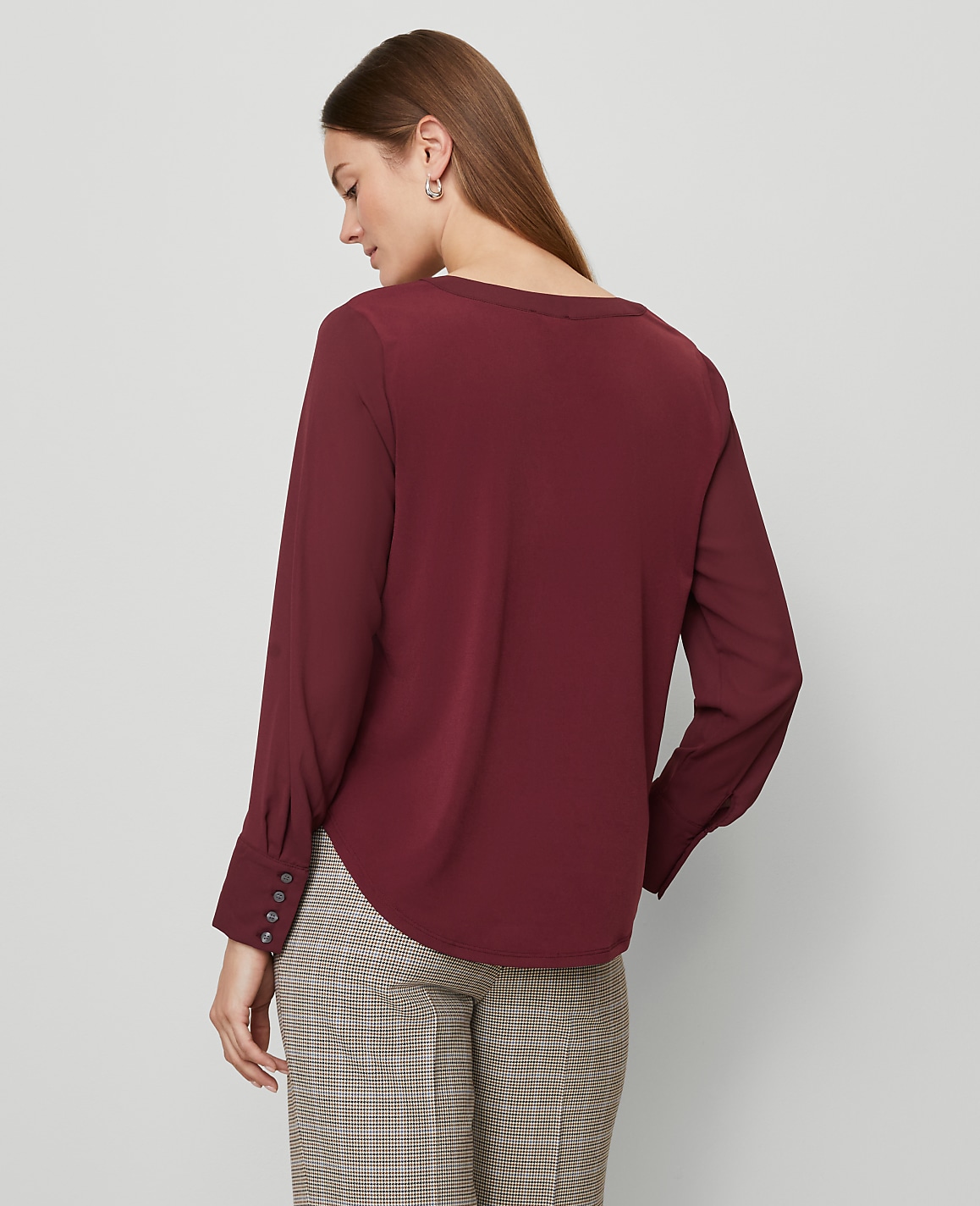 Mixed Media Pleat Front Top