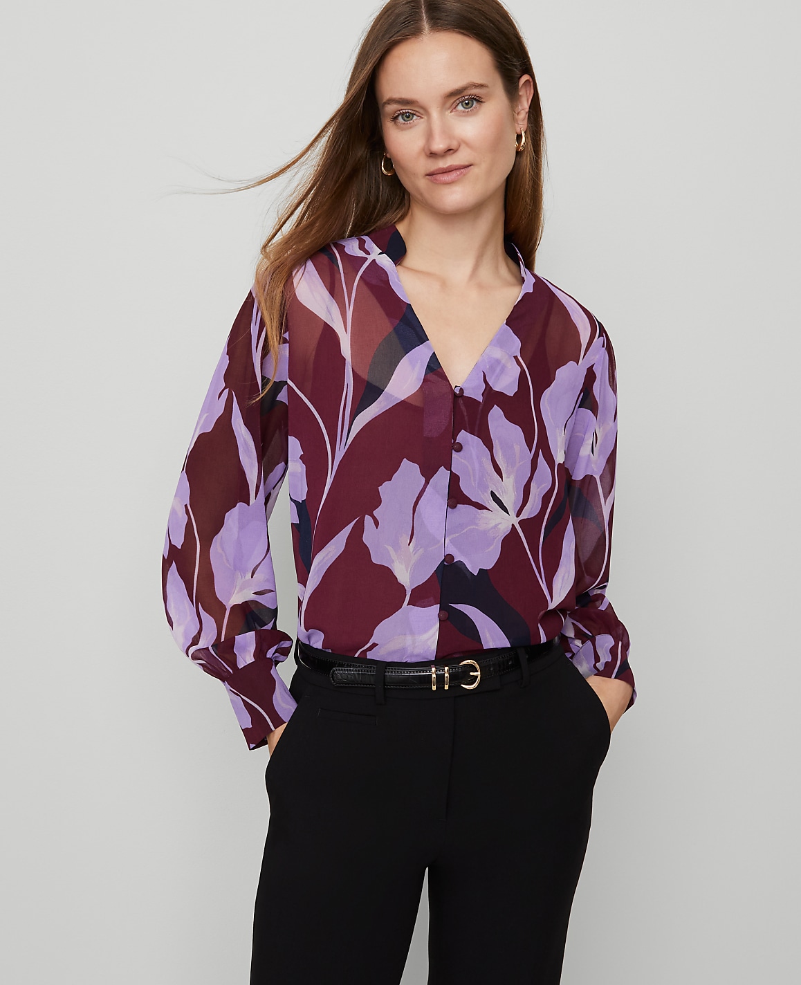 Petite Floral V-Neck Popover