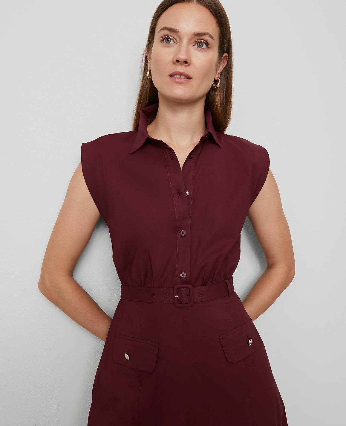 Belted Flare Midi Shirtdress