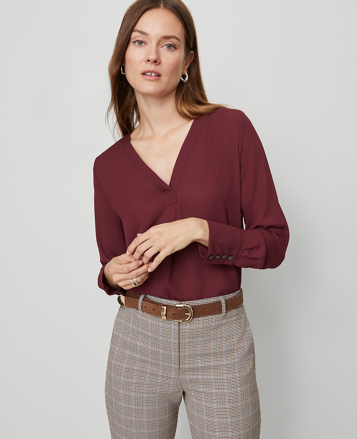 Mixed Media Pleat Front Top
