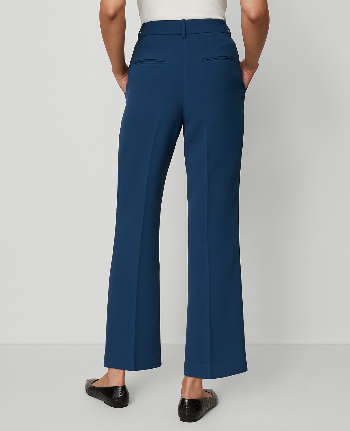 The Petite Flare Ankle Pant in Fluid Crepe