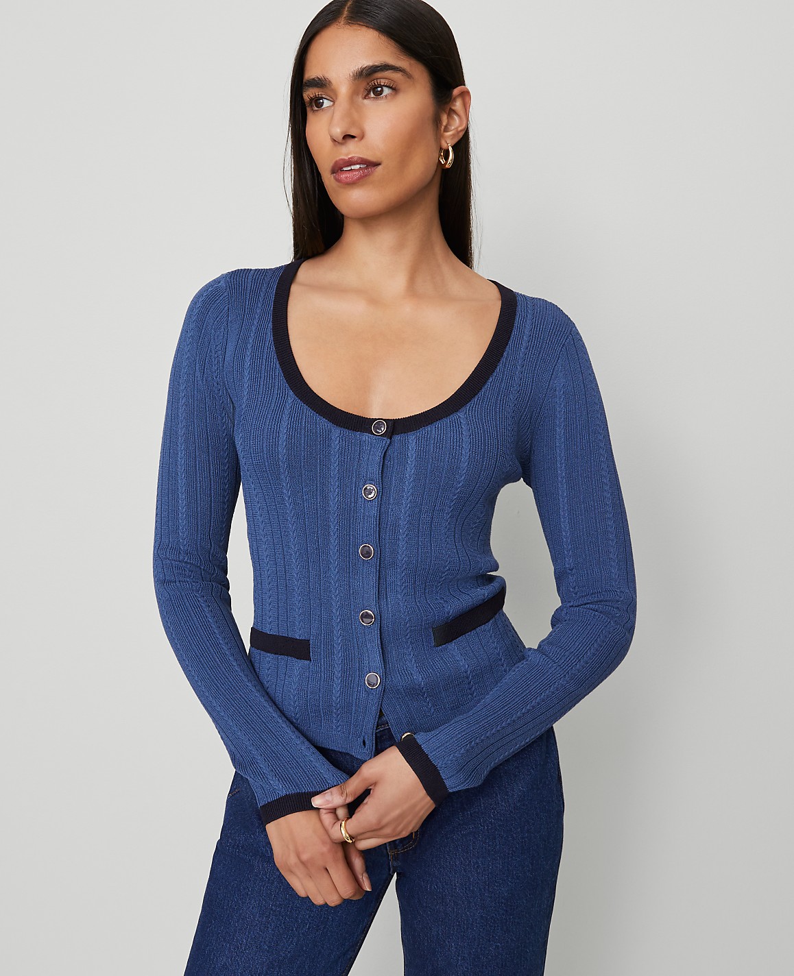 Contrast Trim Cardigan
