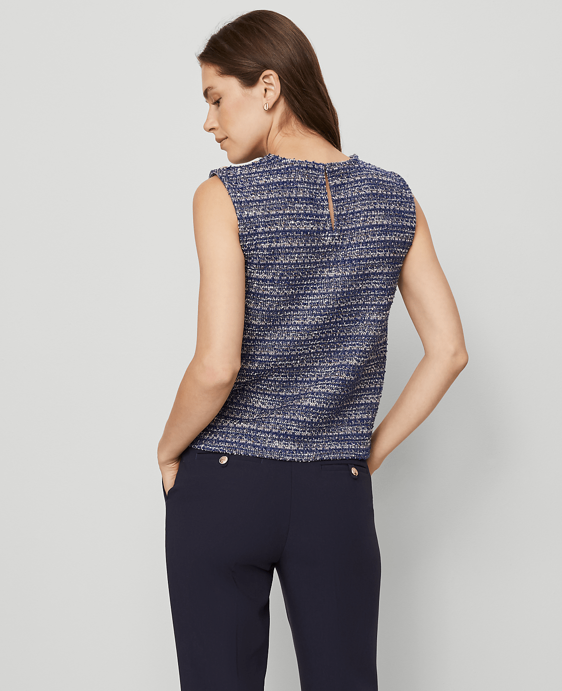 Petite Tweed Patch Pocket Top