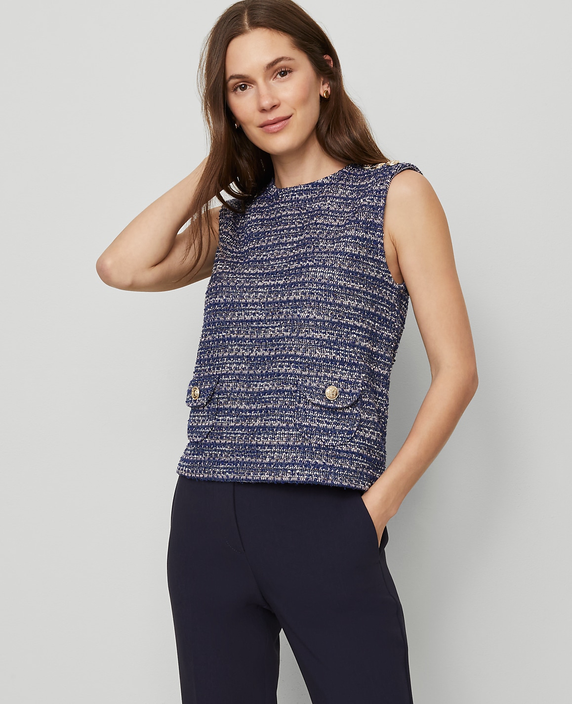 Tweed Patch Pocket Top