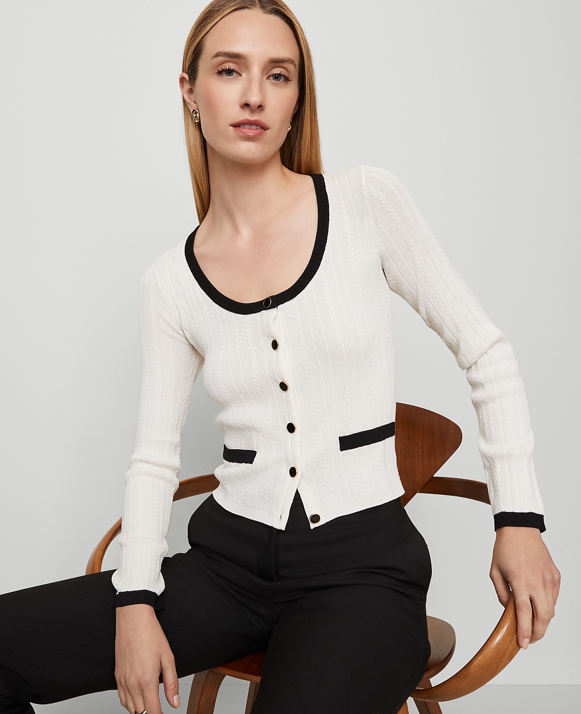 Contrast Trim Cardigan