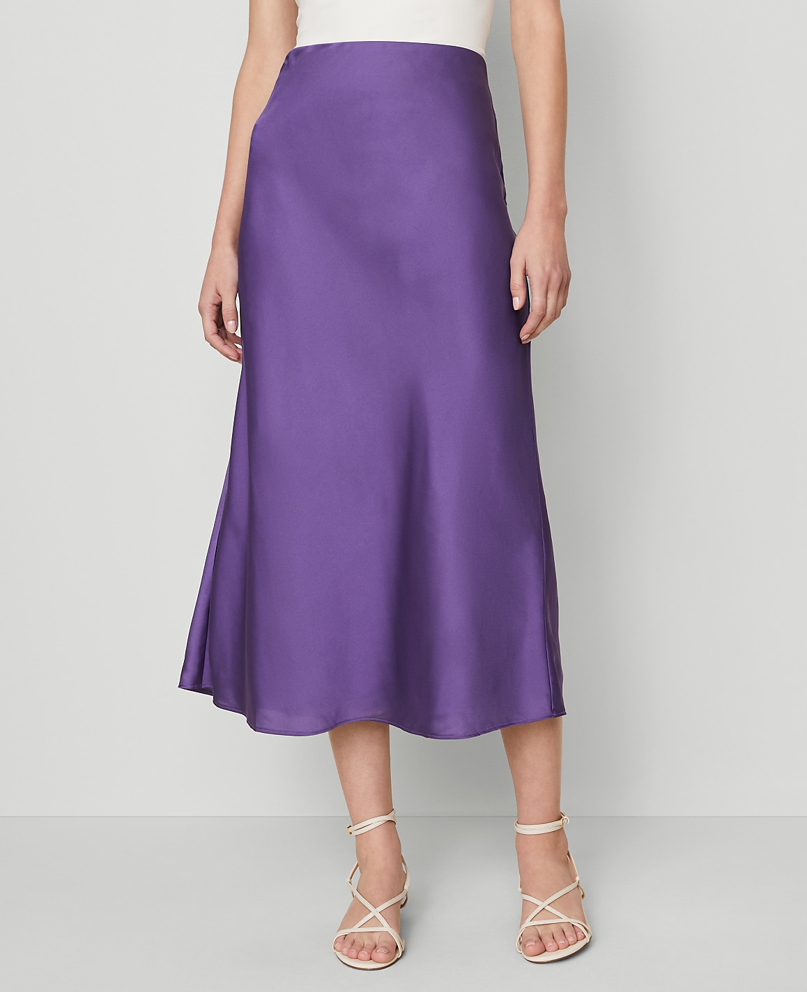 Satin Bias Midi Slip Skirt