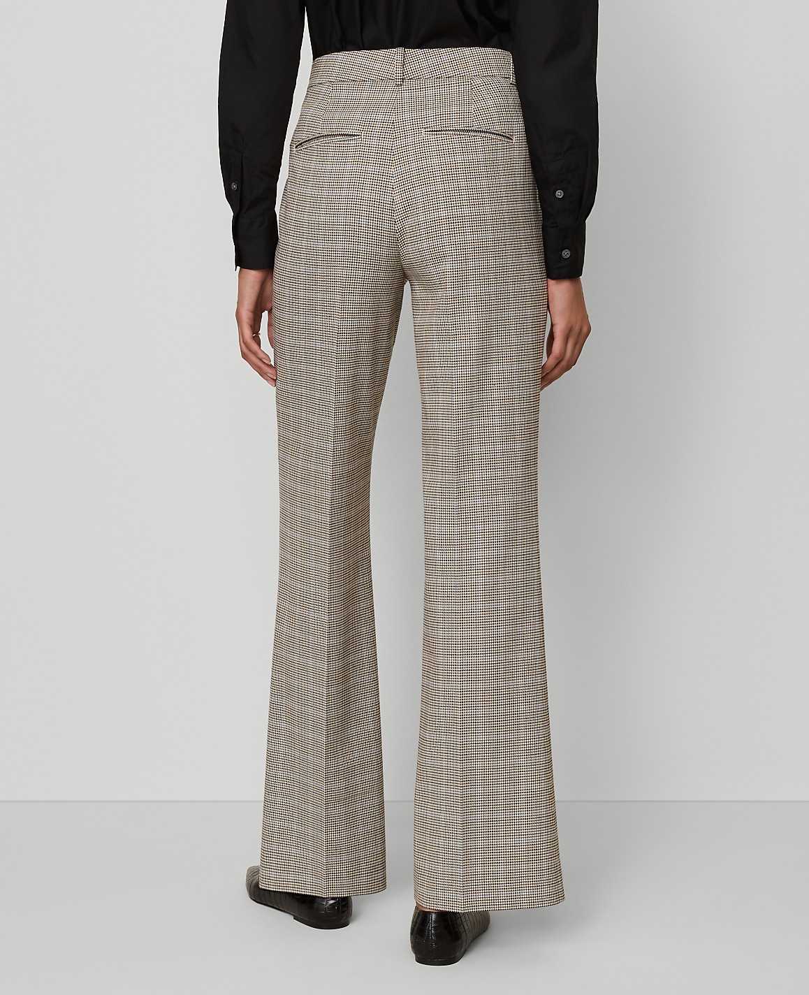 The Petite Flare Trouser in Plaid - Curvy Fit