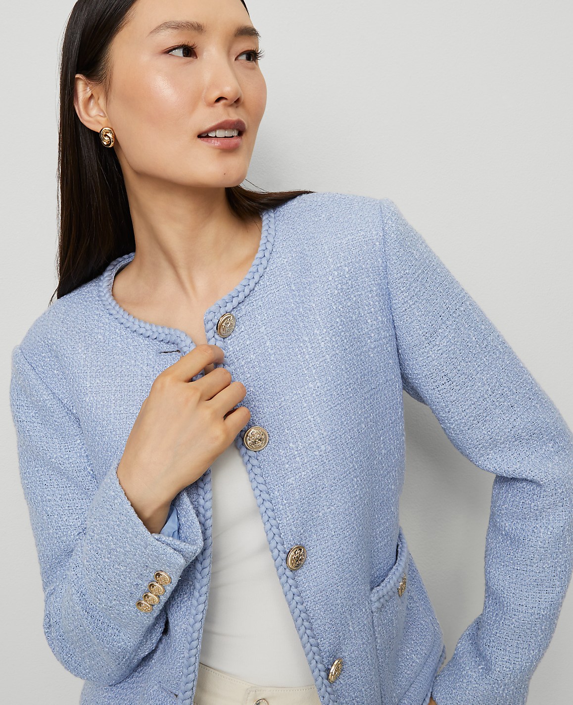 Petite Tweed Belted Jacket