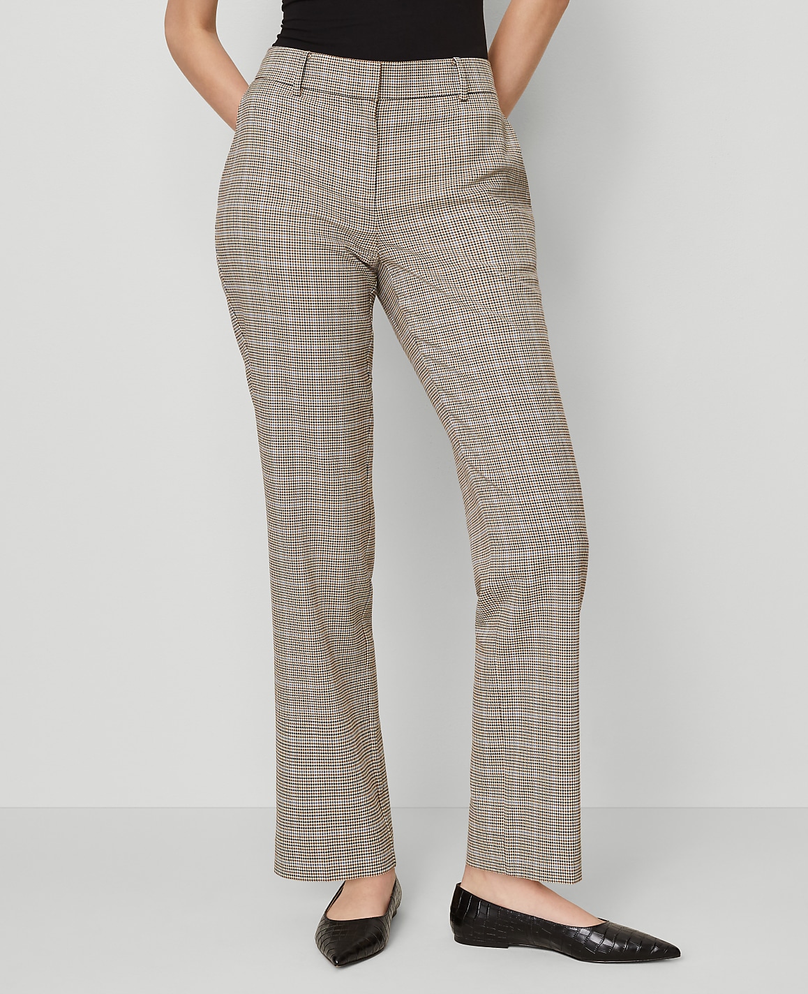 The Petite Straight Pant in Plaid &mdash; Curvy Fit