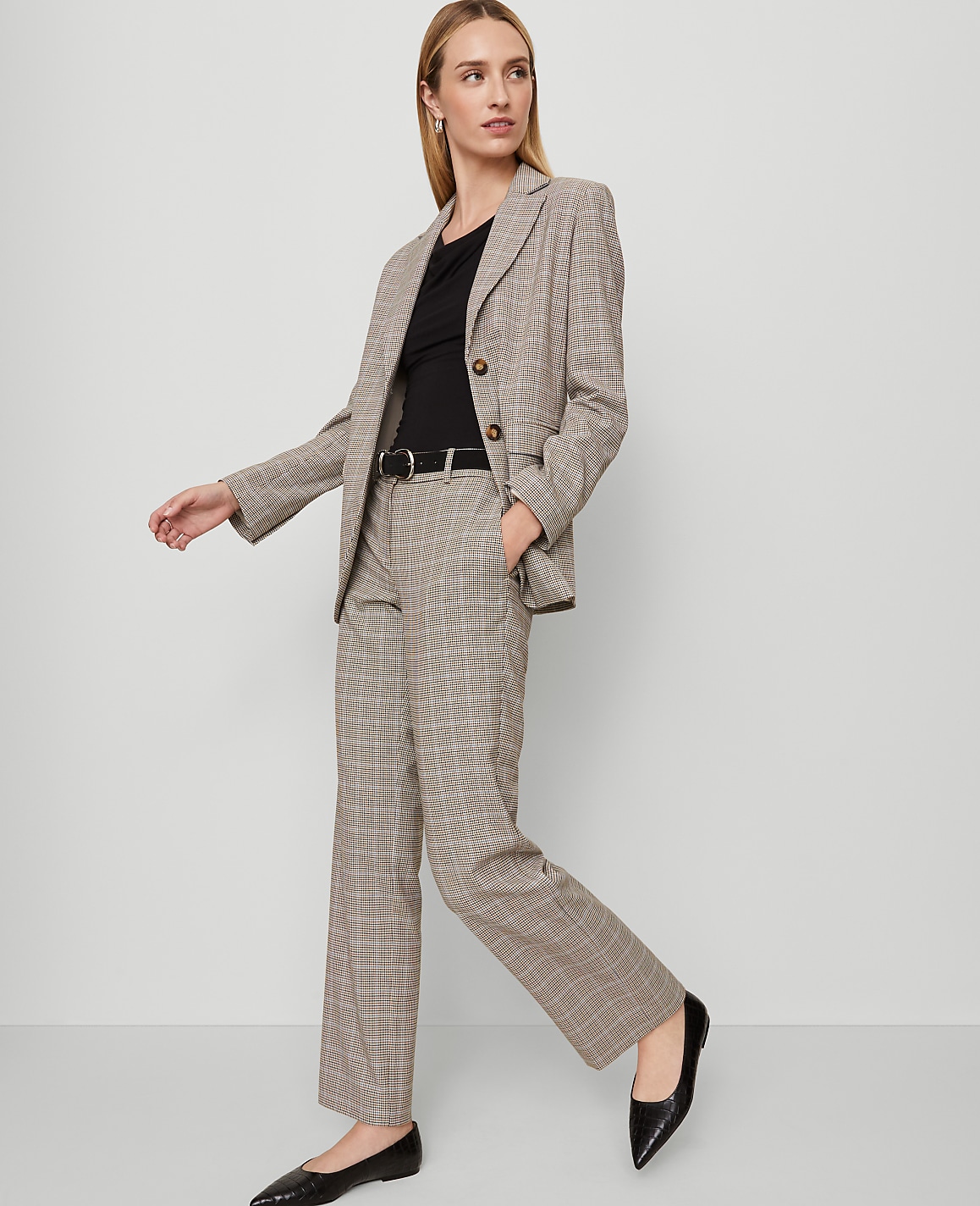The Petite Straight Pant in Plaid