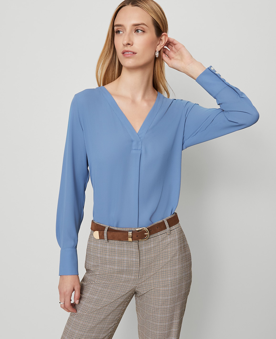 Mixed Media Pleat Front Top