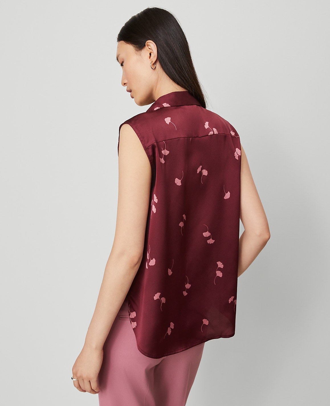 Petite Floral Shirred Yoke Sleeveless Shirt