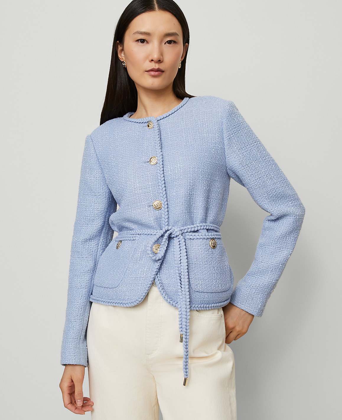 Petite Tweed Belted Jacket
