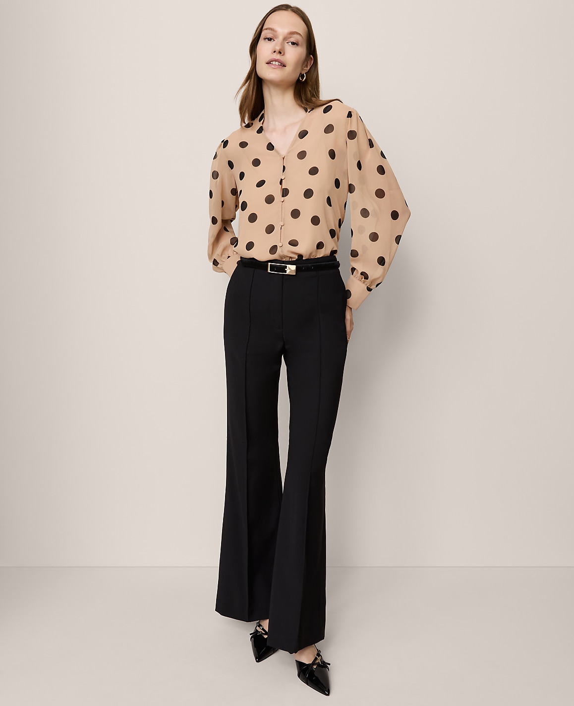 Petite Dotted V-Neck Popover