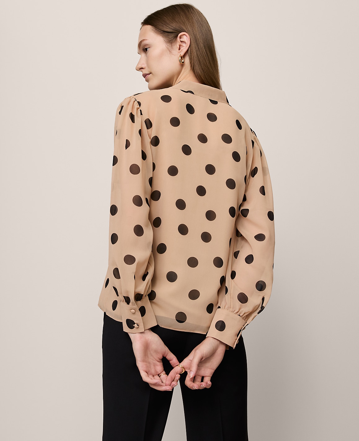 Petite Dotted V-Neck Popover