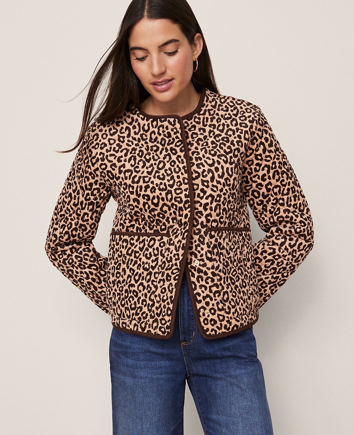 Petite Weekend Animal Print Quilted Jacket