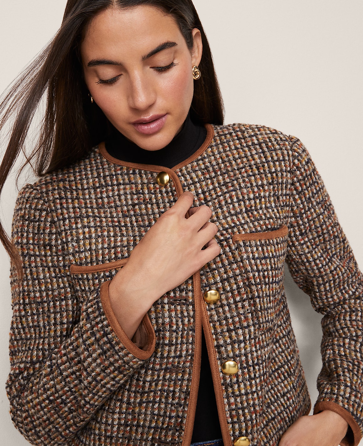 Petite Weekend Tweed Crew Neck Jacket
