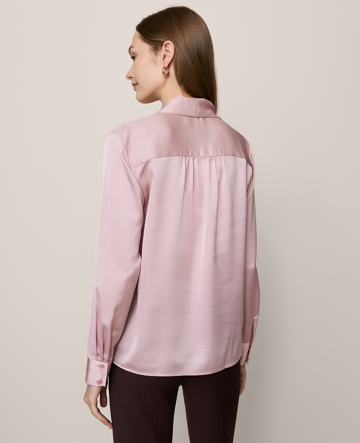 Petite Satin Bow Blouse
