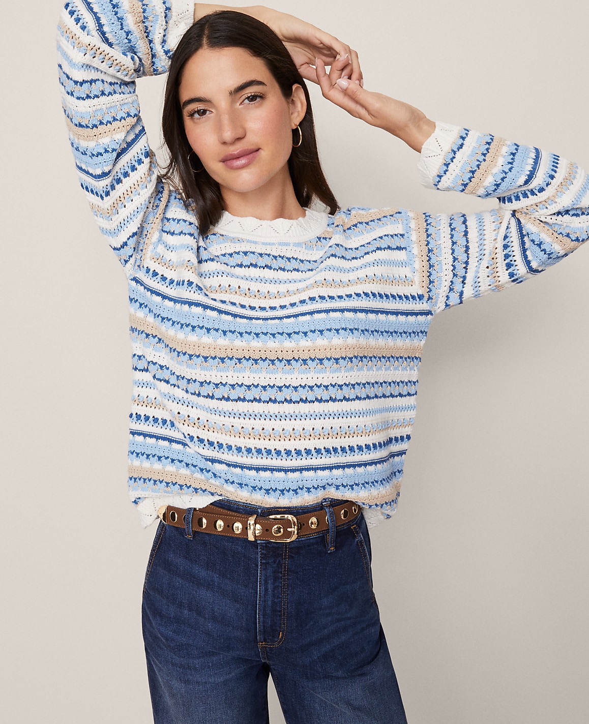Weekend Striped Mixed Stitch Sweater