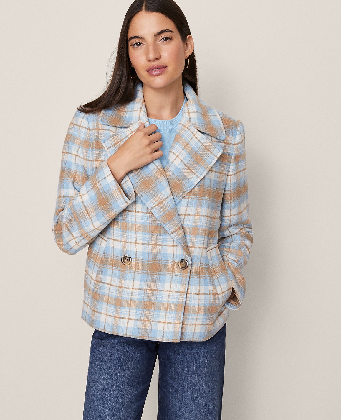 Weekend Plaid Short Trench Coat