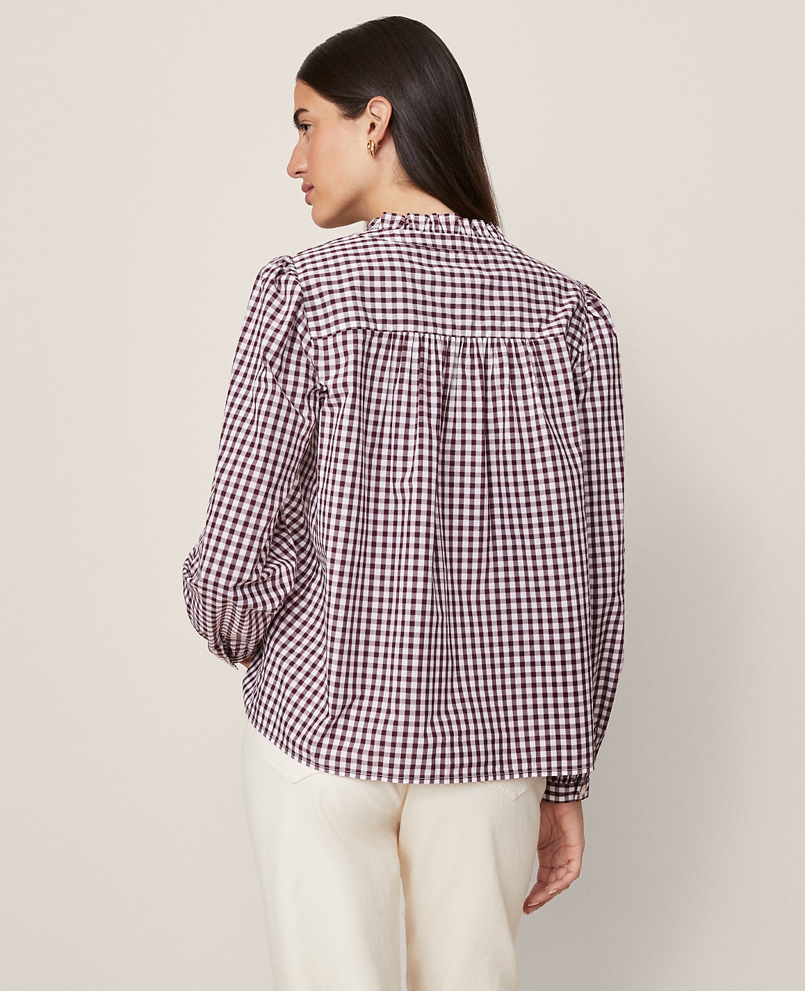 Weekend Collection Gingham V-Neck Popover