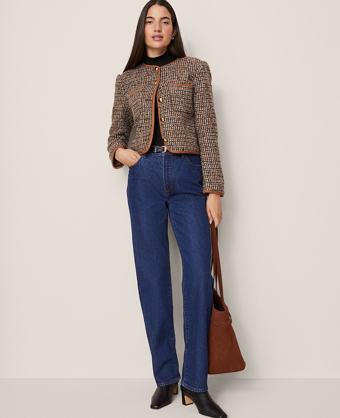Petite Weekend Tweed Crew Neck Jacket