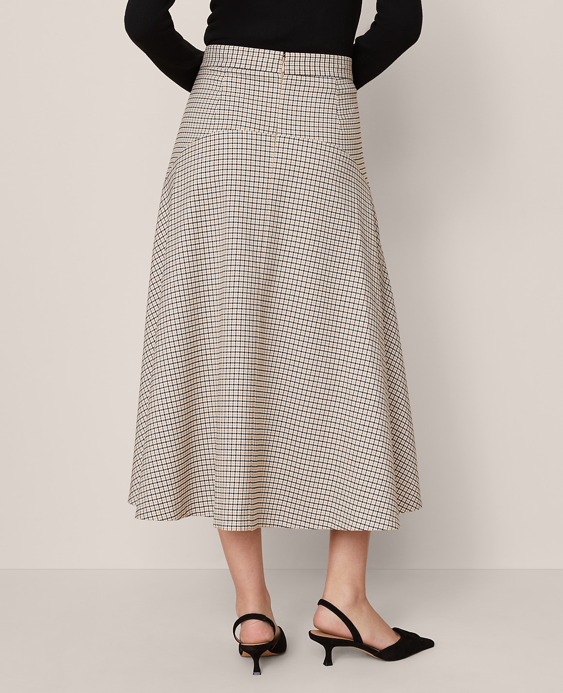 Petite Houndstooth Full Skirt