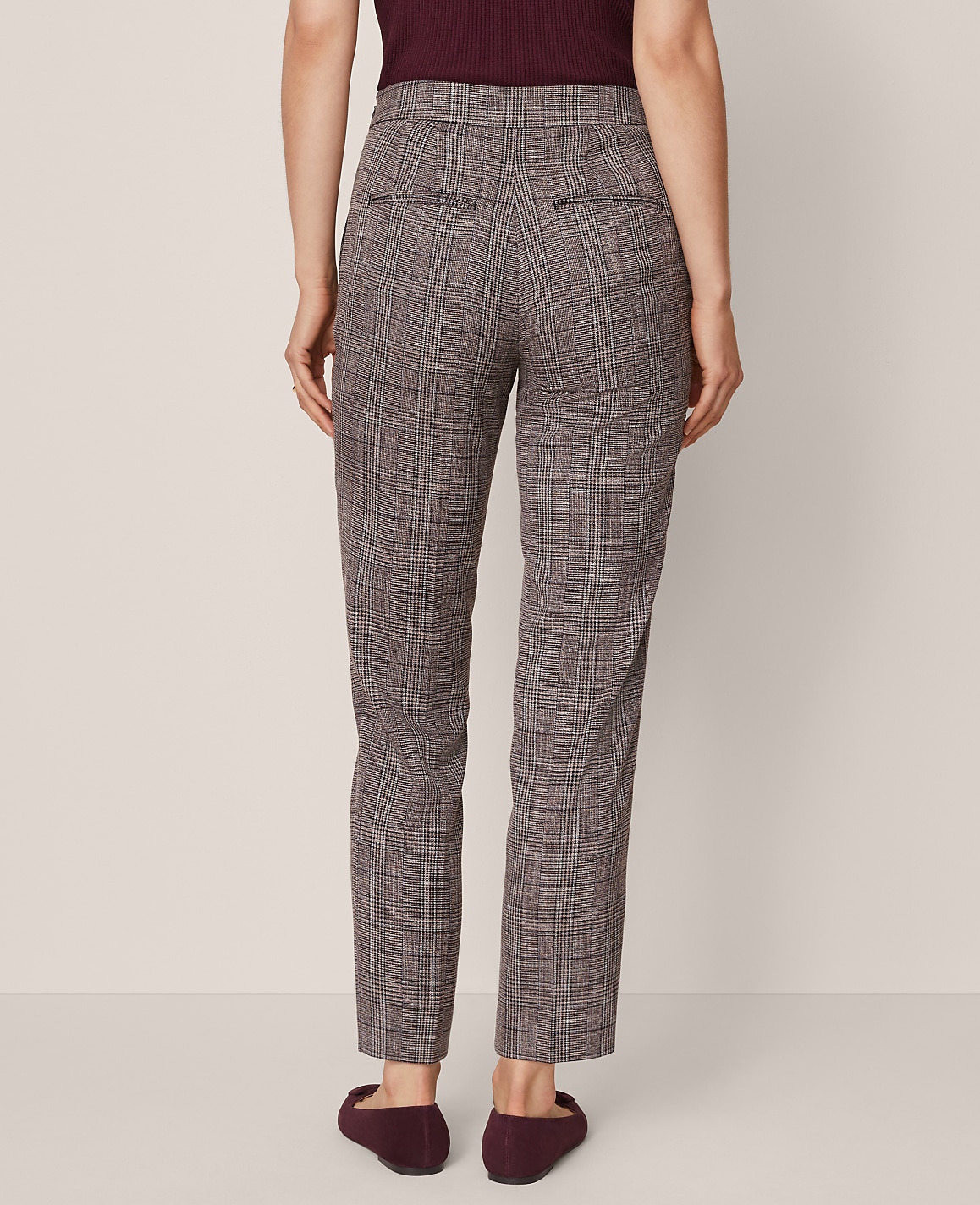 The Petite High Rise Ankle Pant in Plaid