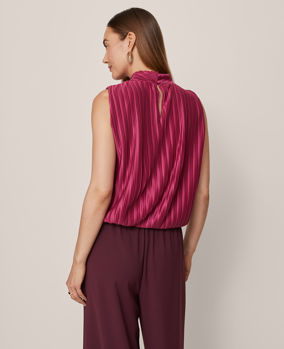 Mock Neck Bubble Hem Top