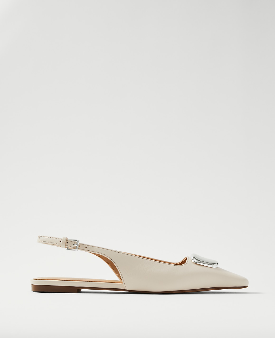 Weekend Hardware Embellished Leather Slingback Flat