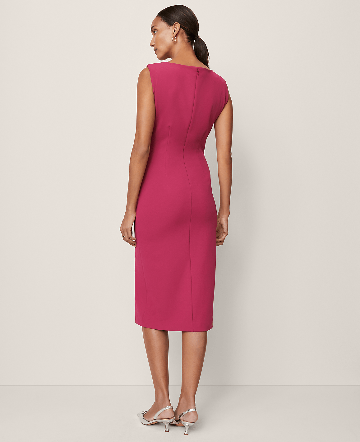 Petite Gathered Midi Sheath Dress