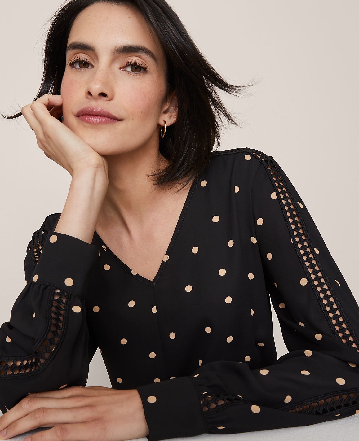 Dotted Lace Trim Top