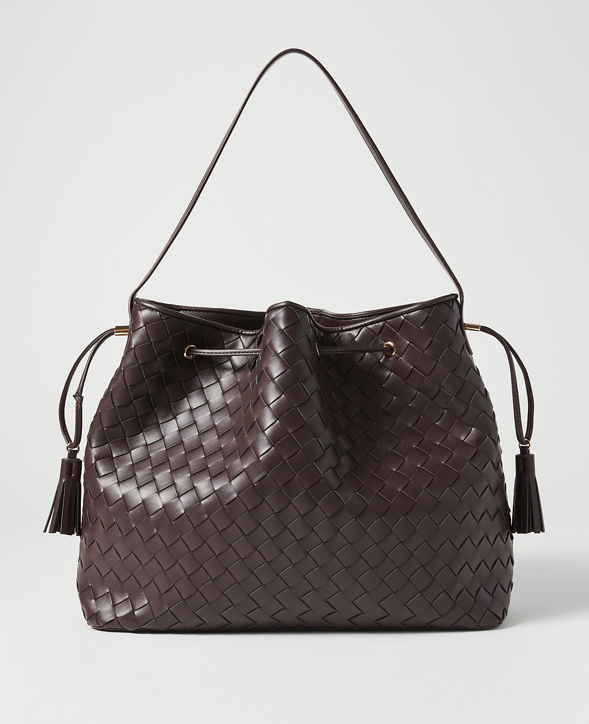 Woven Drawstring Bucket Bag