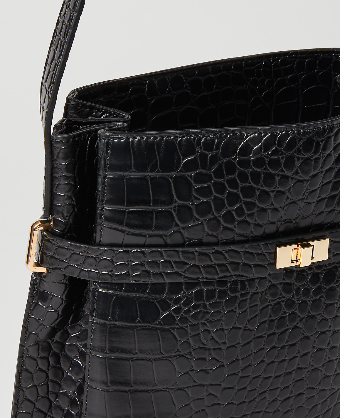 Croco Belted Bucket Bag