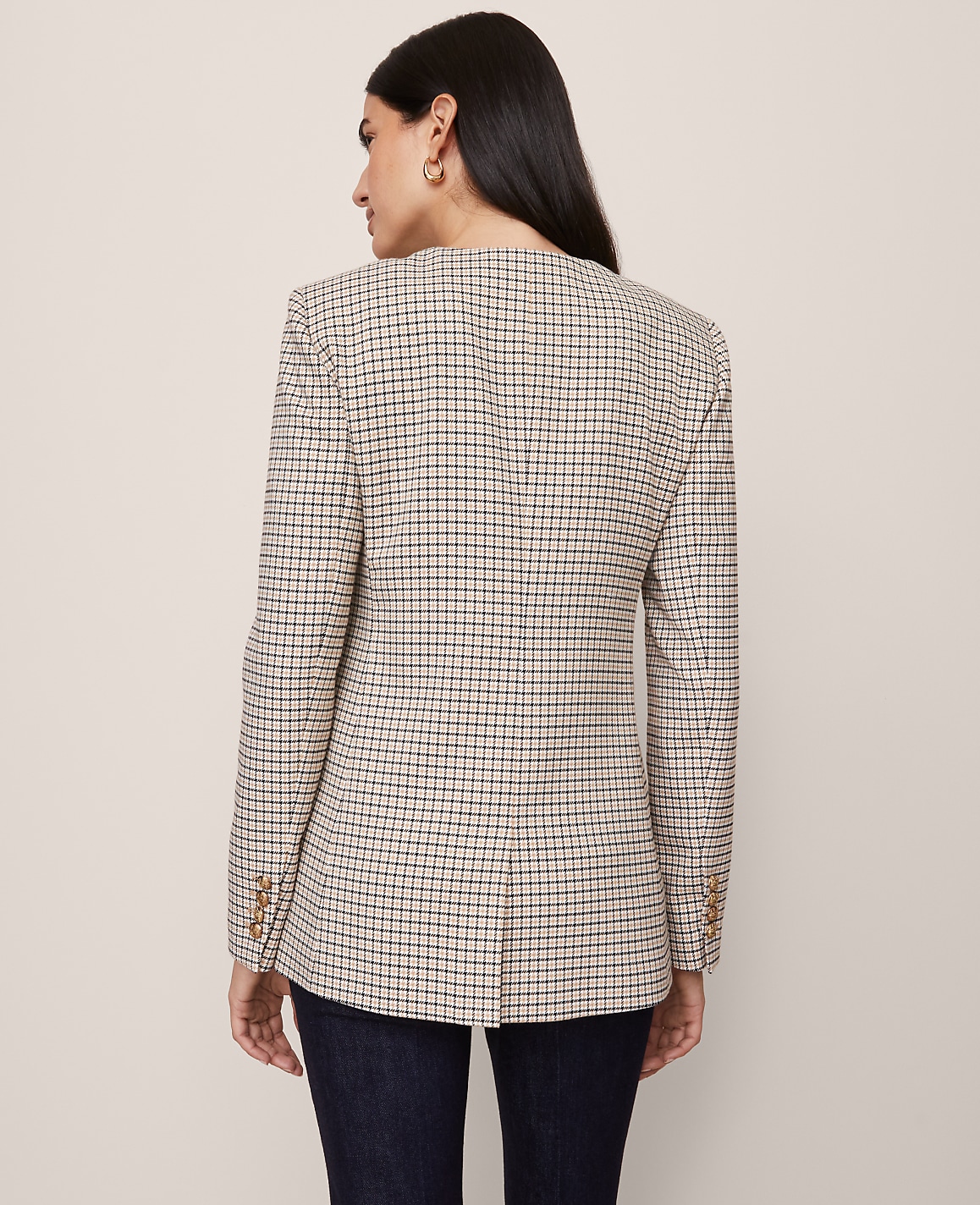 Houndstooth Split Hem Jacket