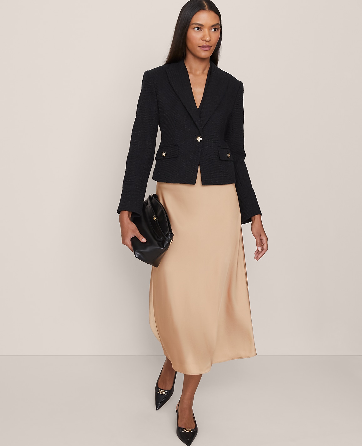Satin Bias Midi Slip Skirt
