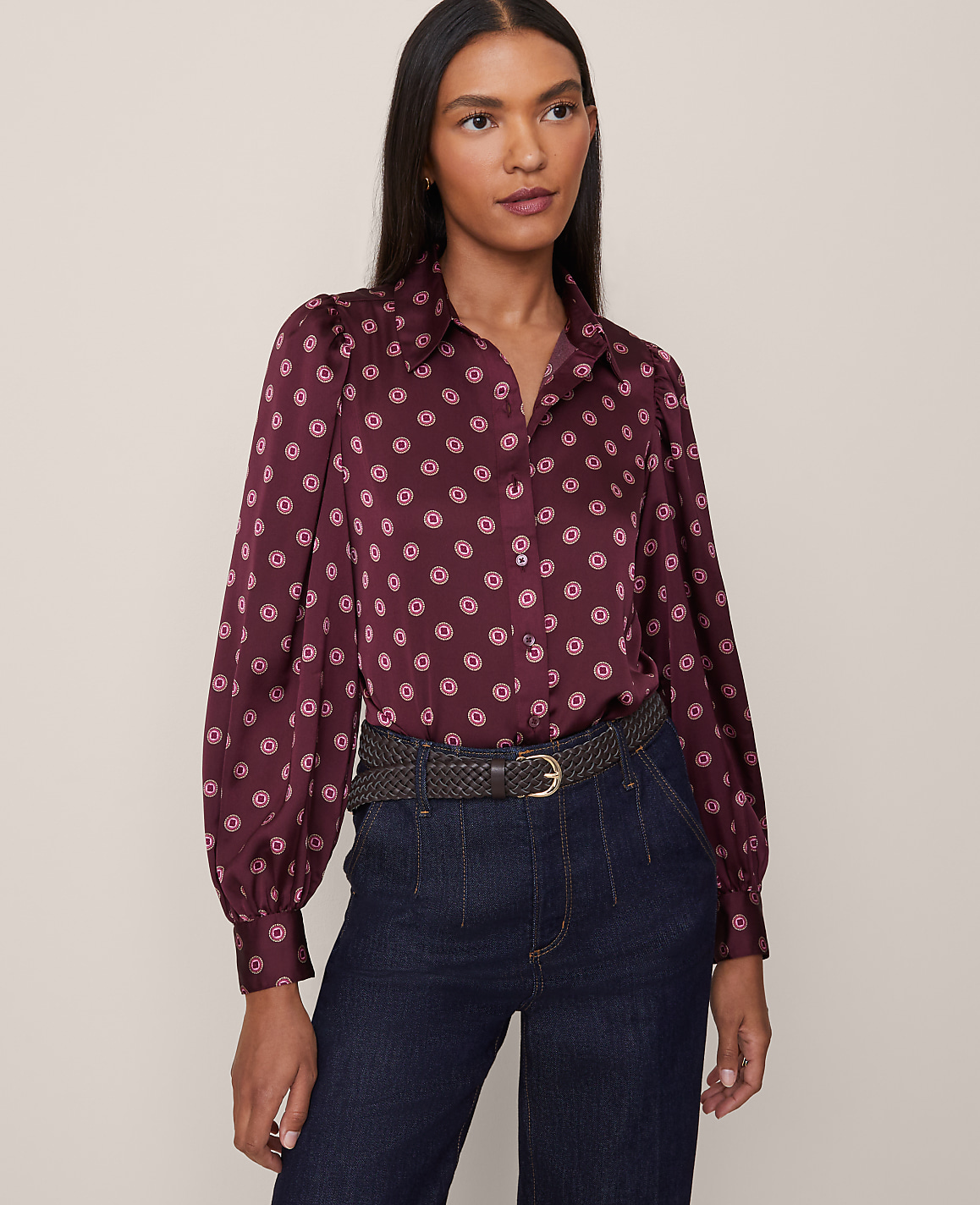 Geo Blouson Sleeve Shirt
