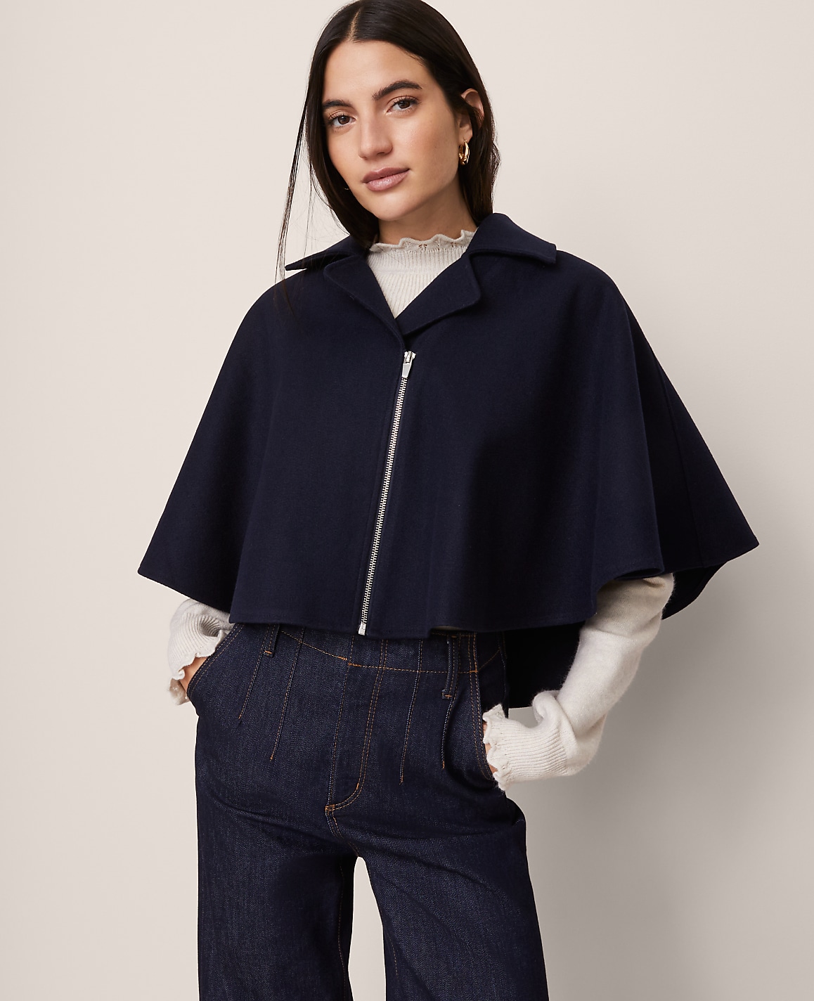 Cropped Zip Poncho