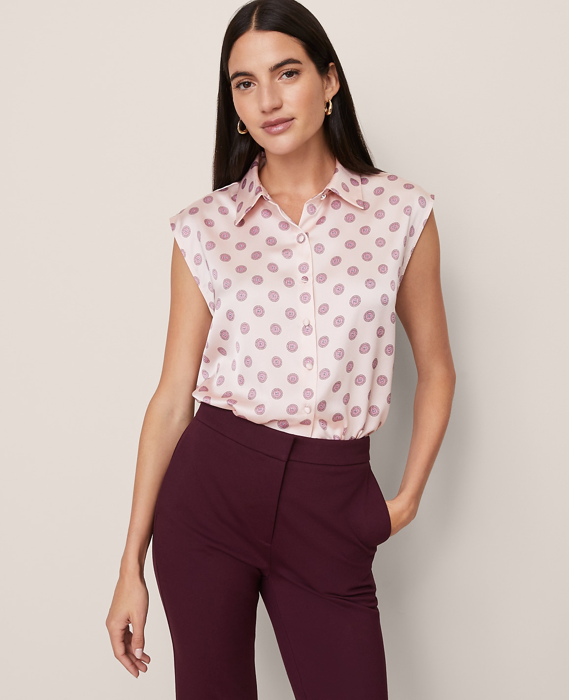 Geo Collared Satin Blouse