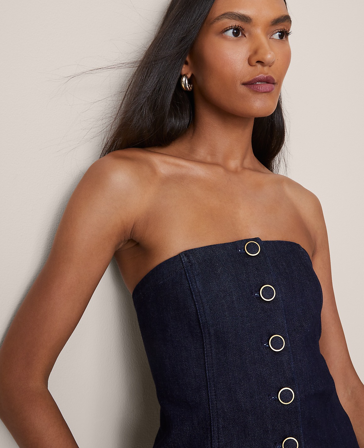 Petite Strapless Denim Vest