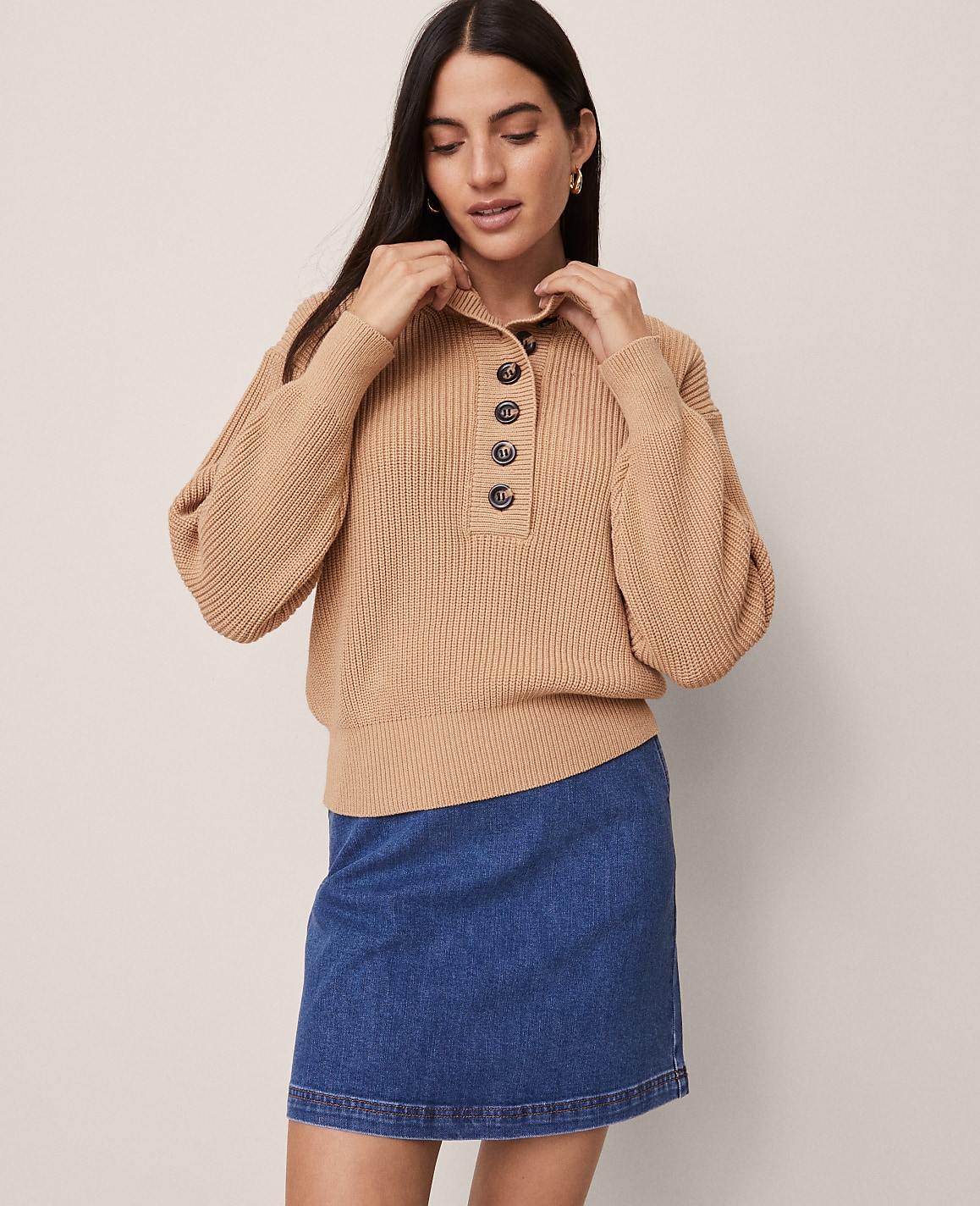 Weekend Ribbed Henley Sweater