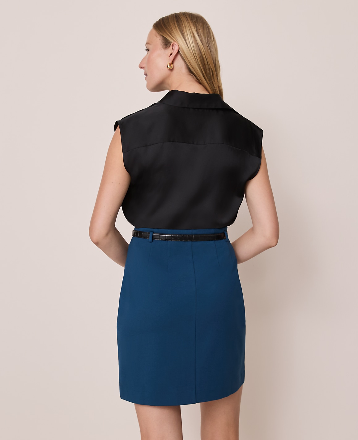 Ponte Belted A-Line Skirt