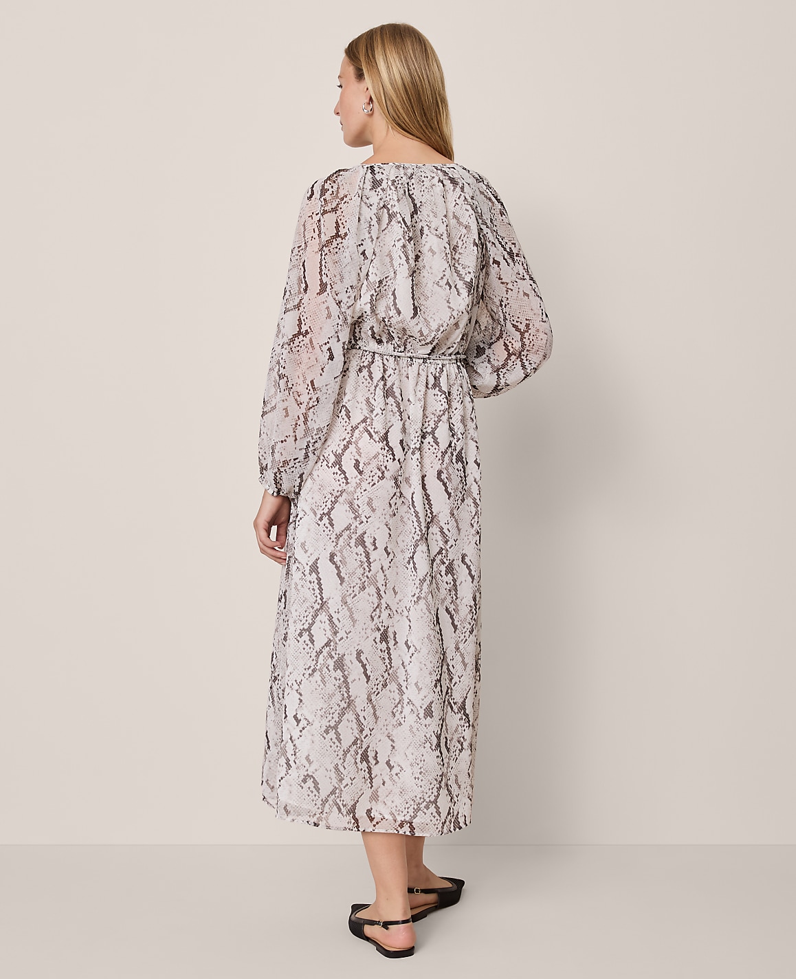 Snake Print Flare Midi Dress