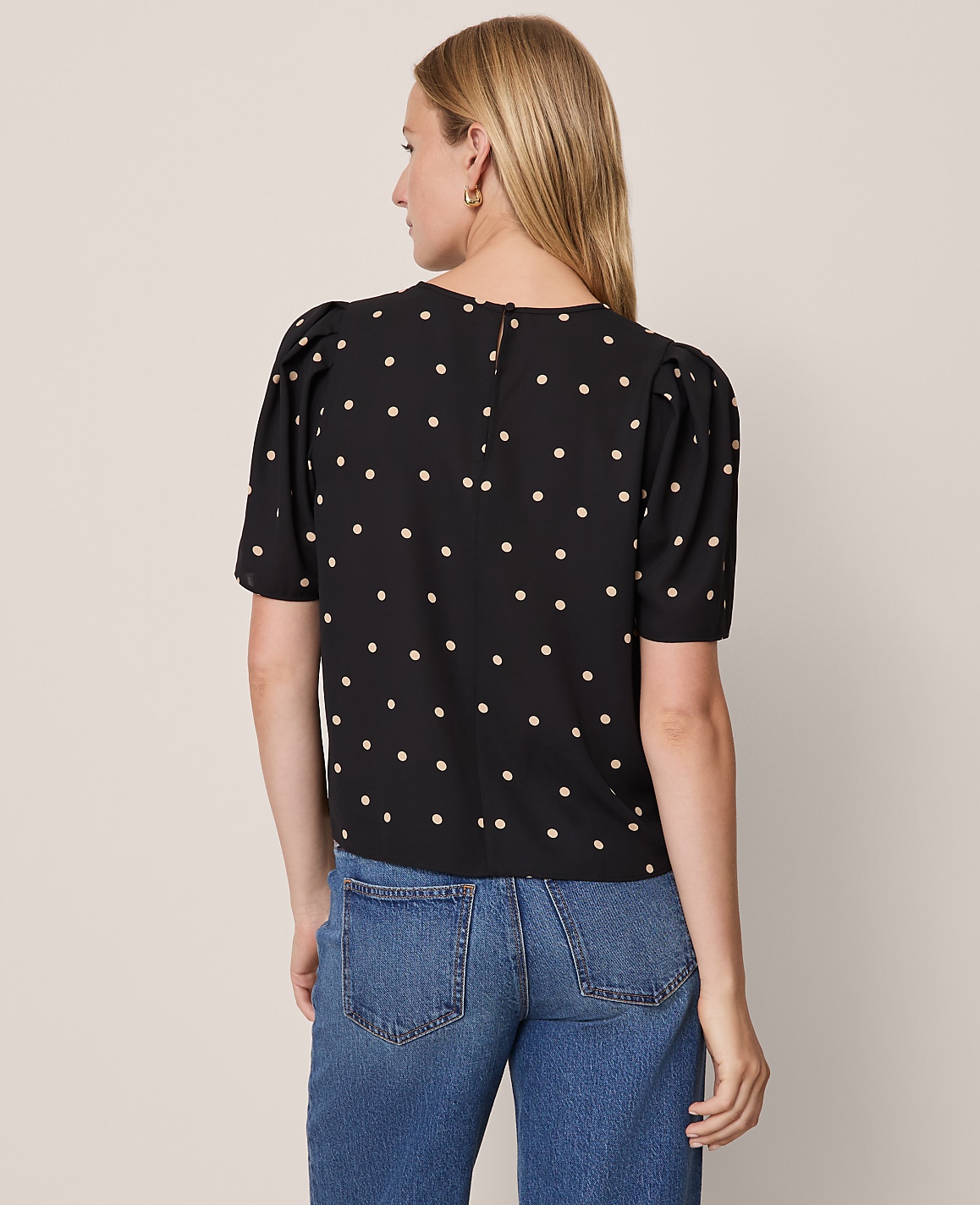 Dotted Puff Sleeve Blouse