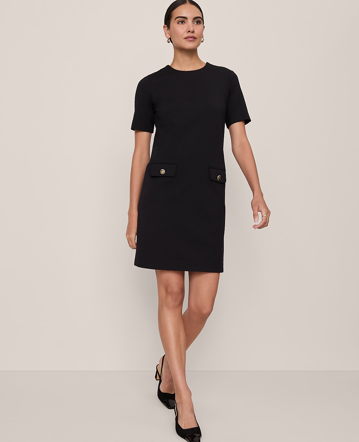 Button Pocket Shift Dress