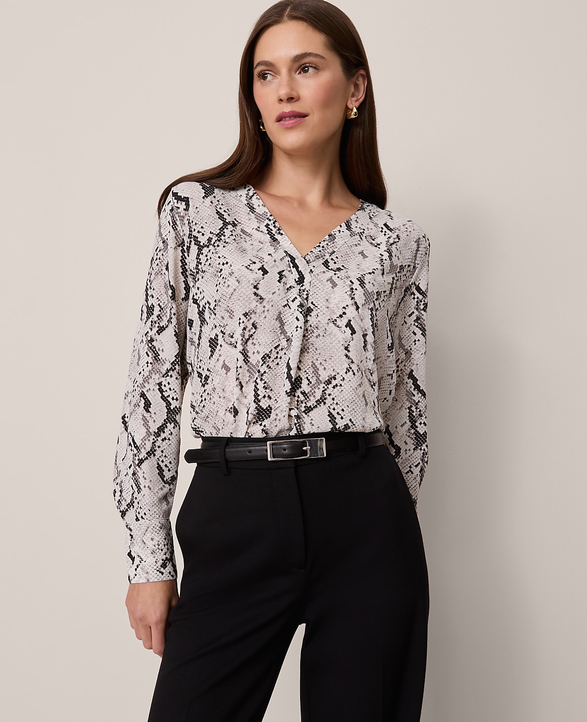 Snake Print Mixed Media Top
